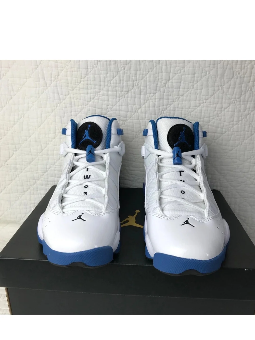 Size 12 - Air Jordan 6 Rings White Dark Marina Blue,Smooth Shoes